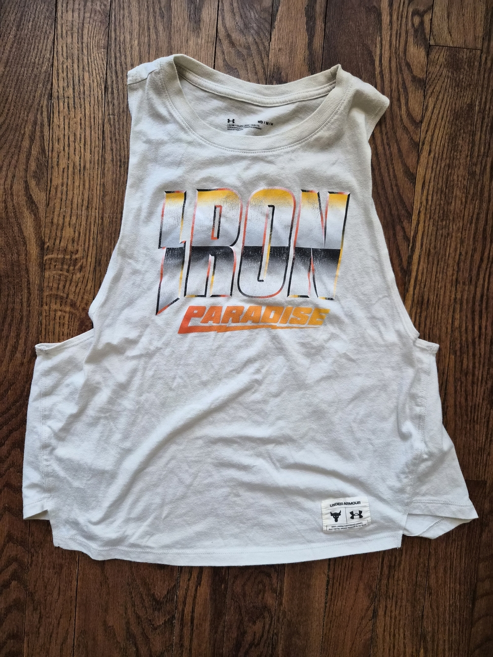 Under Armour Iron Paradise Graphic Tank Medium Crop Workout Gym Top